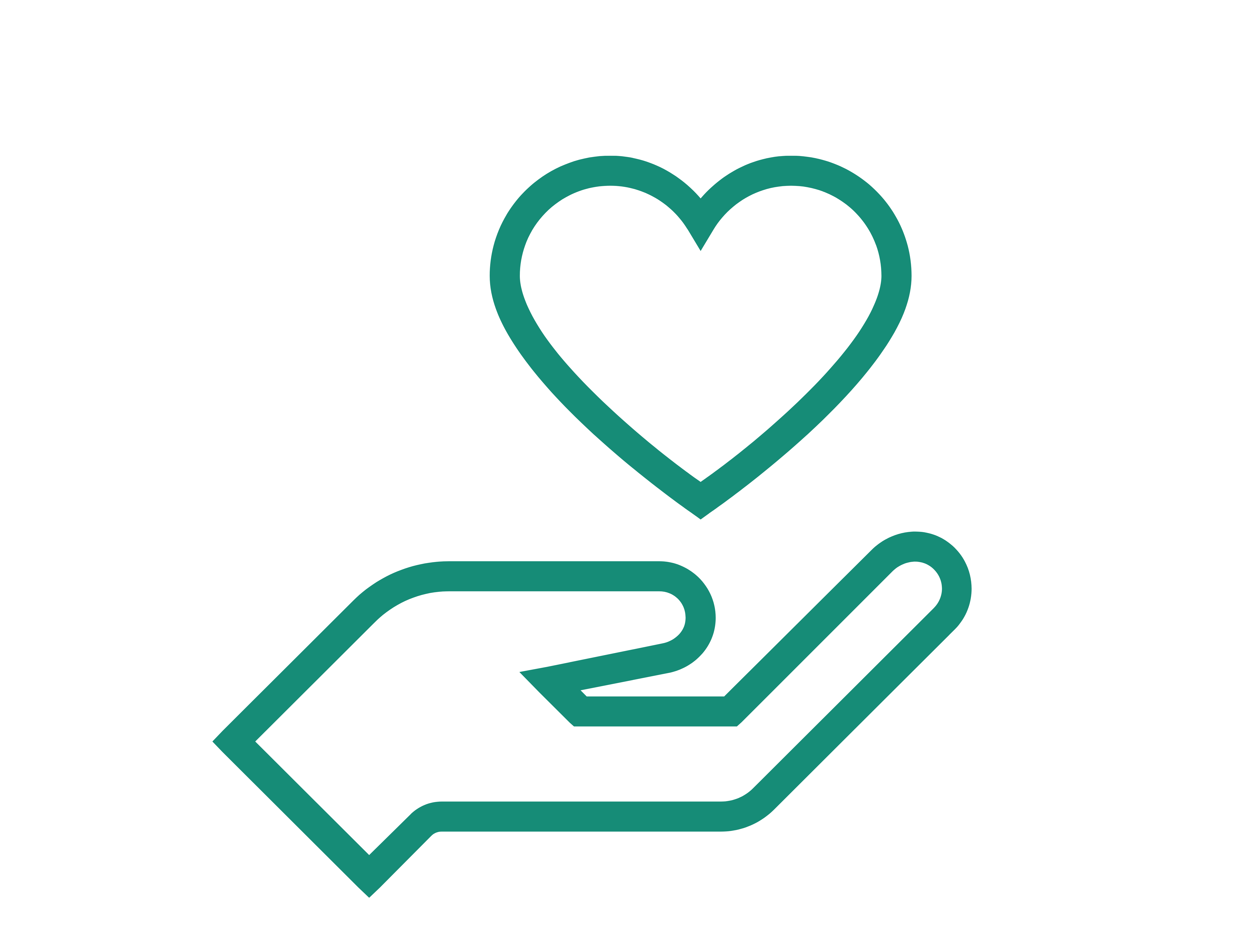 Line drawing of a hand, palm up holding a heart.