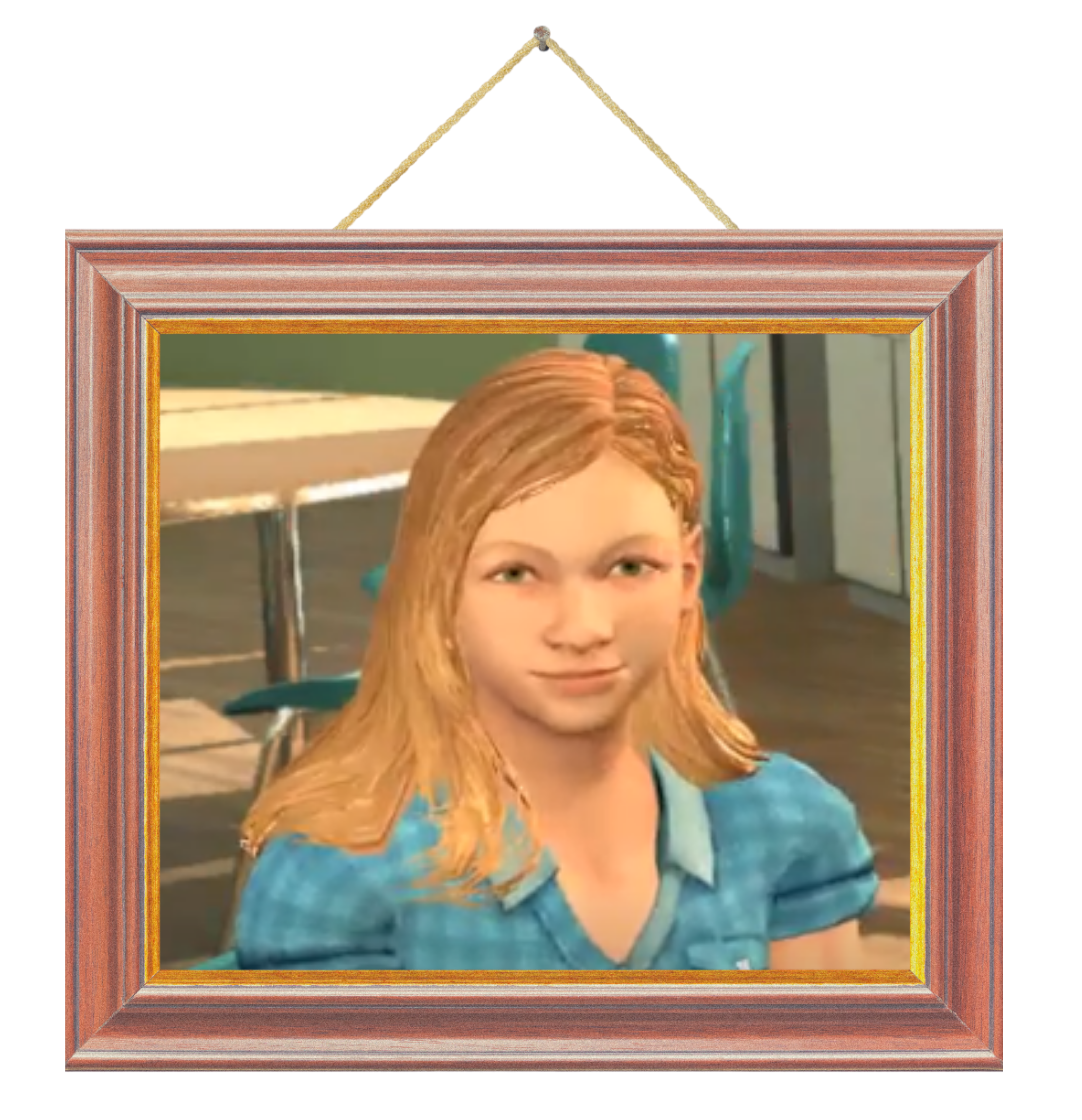 Portrait of blond teenage girl in a frame,